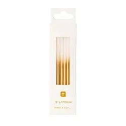 Candles with gold gradient 10 cm, 16 pieces