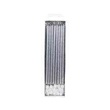 Candele di compleanno argento extra lunghe, 16 pezzi