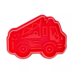 Fire engine cookie cutter with ejector and embossing