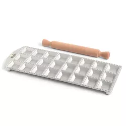 Stampo in legno per ravioli a cerchi, 3 ravioli, legno di faggio