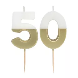 Number candle 50 with white and gold