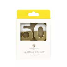 Number candle 50 with white and gold