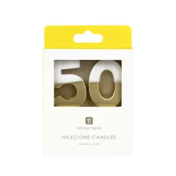 Number candle 50 with white and gold
