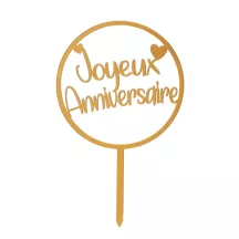 1 Cake topper "Joyeux Anniversaire" doré