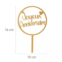 1 Cake topper "Joyeux Anniversaire" doré