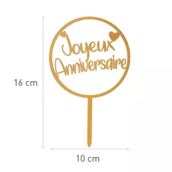 1 Cake topper "Joyeux Anniversaire" doré