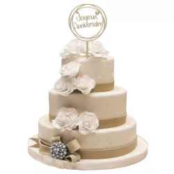 1 Topper per torta "Joyeux Anniversaire" oro