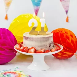 Number candle 2 with white and gold