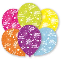 Happy Birthday balloons colorful, set of 6