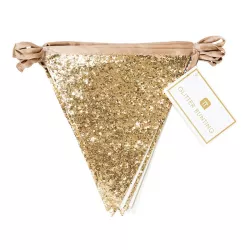 Glitzernde Wimpelgirlande Gold, 300 cm