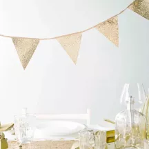 Glitzernde Wimpelgirlande Gold, 300 cm