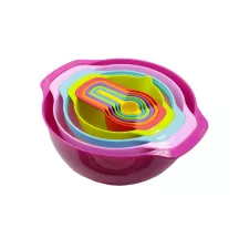 10 Stackable containers and measuring cups