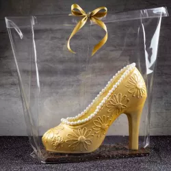 Cellophan-Tasche mit Goldboden für grossen High Heel