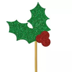 Cupcakes topper holly, 12 pieces