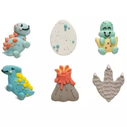 Decorazione di zucchero mondo dei dinosauri, 6 pezzi