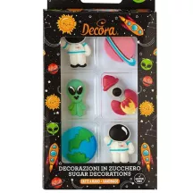 Outer space sugar decoration, 6 pieces