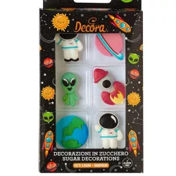 Outer space sugar decoration, 6 pieces