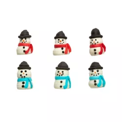 6 Snowman 3D sugar decorations