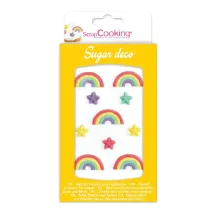 Zuckerdeko "Regenbogen und Sterne"