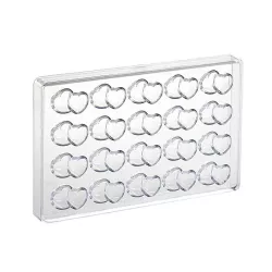 Praline mold double heart, 20 pralines