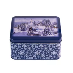 Boîte à biscuits paysage d'hiver, 143 x 102 x 83 mm
