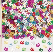 Confetti chiffres 60 métallisé multicolore, 14 g