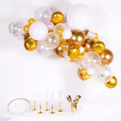 Balloon garland white/gold, 66 pieces