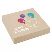 Happy Birthday nature napkins with balloons, 16 pcs.