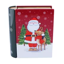 Cookie tin Santa Claus with reindeer 118 x 100 x 38 mm