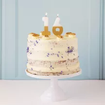 Bougie numéro 6 avec blanc et or