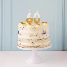 Zahlenkerze 6 mit Weiss und Gold