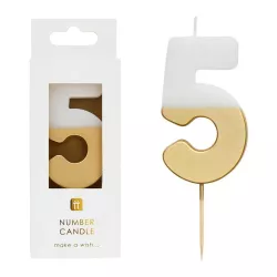 Bougie numéro 5 avec blanc et or