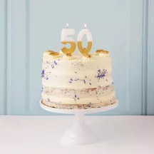 Zahlenkerze 5 mit Weiss und Gold