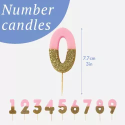 Number candle 4 with pink and gold