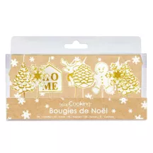 Weihnachtskerzen weiss/gold, 8 Stück
