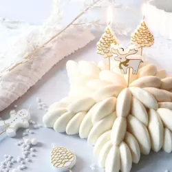 Candele di Natale bianco/oro, 8 pezzi