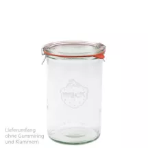 WECK Verres renversés 1 l, lot de 6 avec couvercle en verre