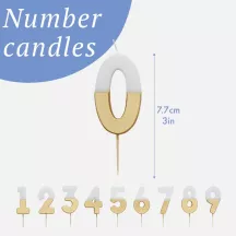 Number candle 3 with white and gold