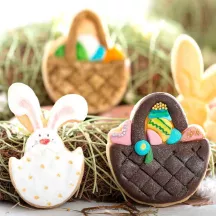 Easter basket and bunny in an egg cookie cutter set