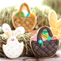 Easter basket and bunny in an egg cookie cutter set