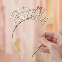Cerchietto "It's my Birthday" oro