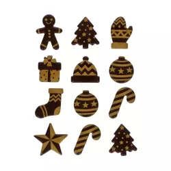 Decorazione natalizia di cioccolato dorato, 12 pezzi