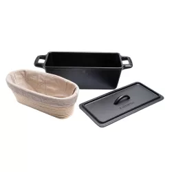 Set de casseroles à pain en fonte carrées, 28 x 12 cm