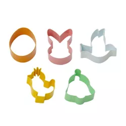 Set di tagliabiscotti motivi pasquali, 5 pezzi, metallo