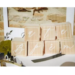 Wooden Cubes "Baptême", 7 Pieces, Artyfêtes