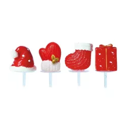 Set de Cake topper de Noël en 4 parties – Figurines décoratives sur piques