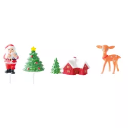Set Cake topper natalizio 4 pezzi – Statuette decorative su stecchi