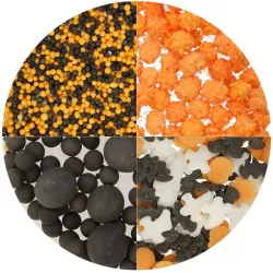Streudekor Halloweenmix 4 in 1 – 4 Halloween-Streuselsorten in Orange und Schwarz | Cakelicious