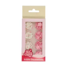 64 mini fleurs blanches et roses en sucre
