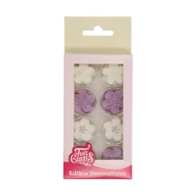 24 Weisse und Violette Zuckerblumen